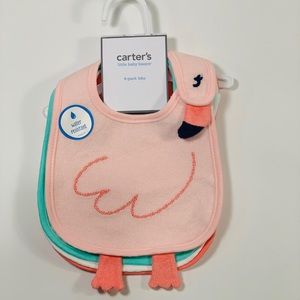 Carter’s Baby Girl 4-Pack Flamingo Bib Set NWT